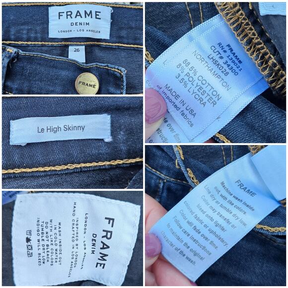 Le High Skinny Jeans Frame Size 26 Dark Stretch Denim NortHampton High Rise - Picture 5 of 10
